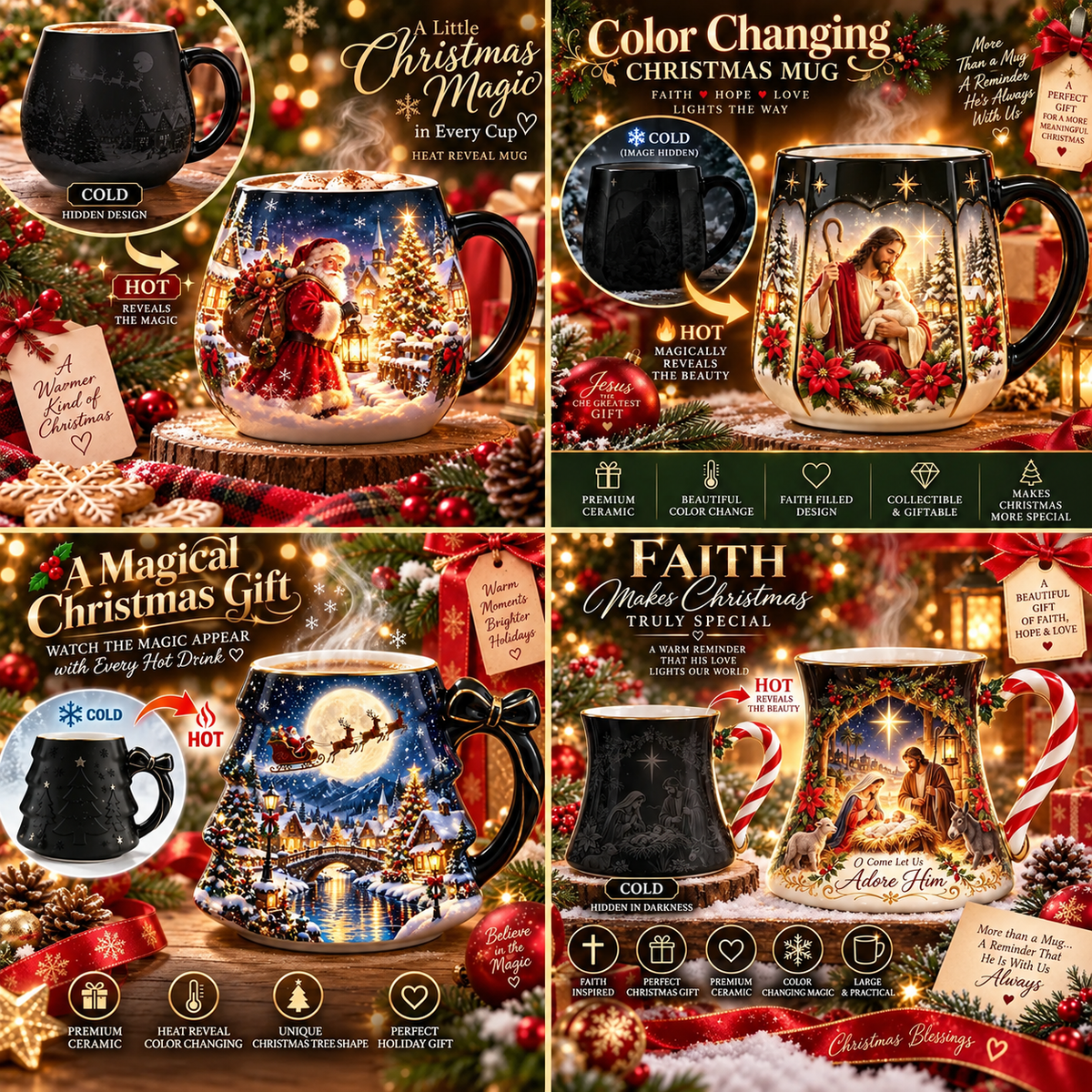 🎅🏻🎁TopSpire®Christmas Magic Color-Changing Mug – Heat Reveal Holiday Gift
