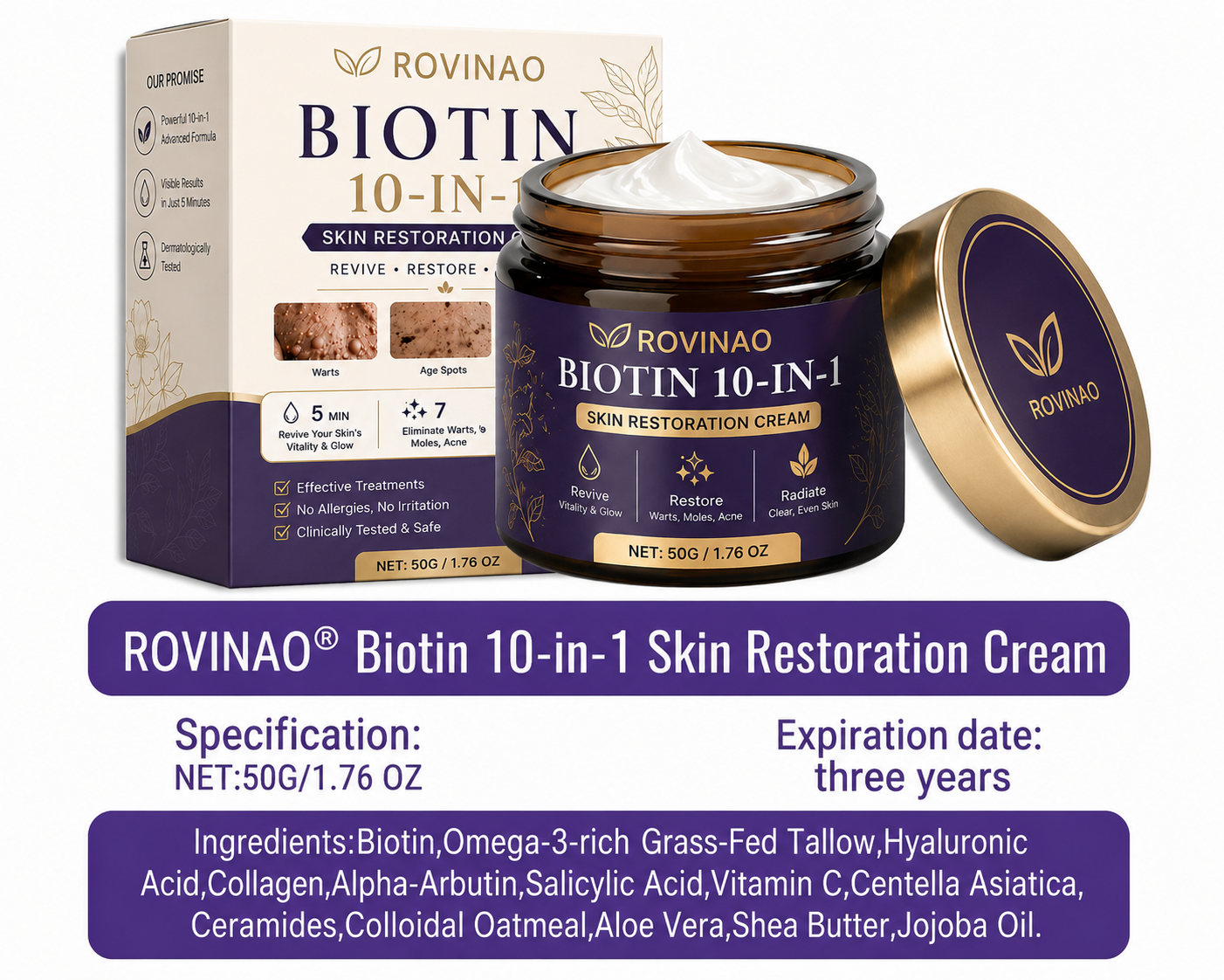 ROVINAO® Biotin 10-in-1 Skin Restoration Cream 🍀