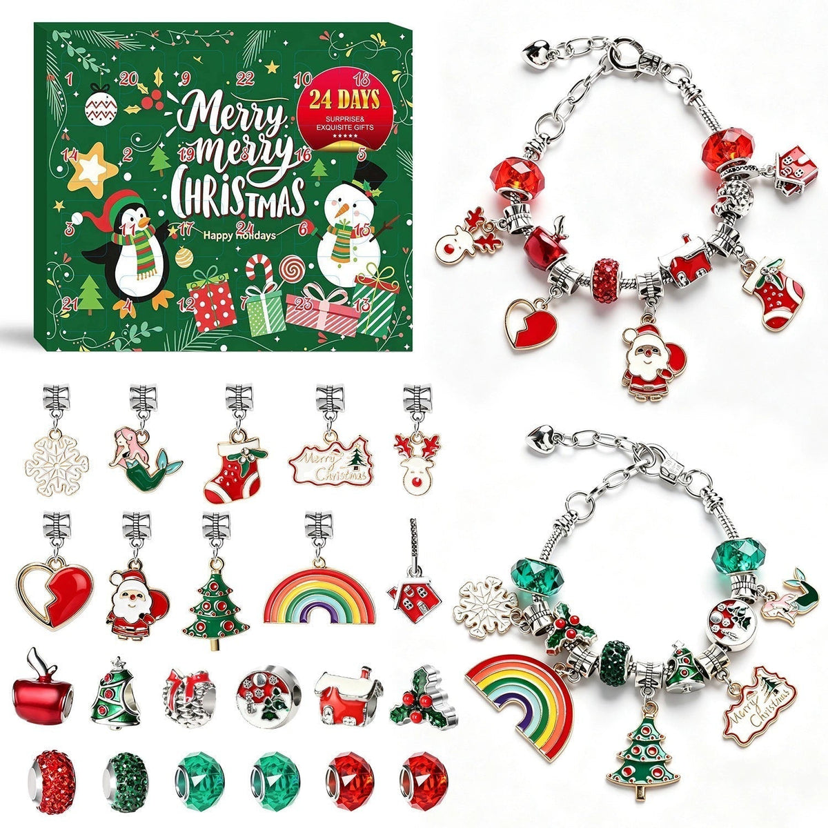 🎄TopSpire®24-Day Christmas DIY Charm Bracelet Advent Calendar🎁