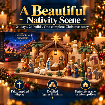 ✝️TopSpire®Nativity Advent Calendar – 24-Day Buildable Christmas Nativity Set✨