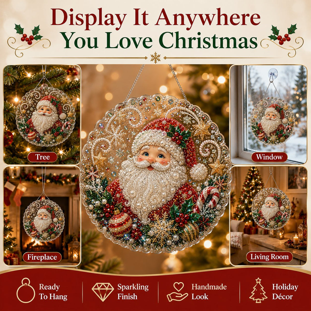 🎄 LAST DAY 49% OFF – ✨TopSpire® Christmas Pearl Diamond Art Hanging Ornament Kit | Luxury Flocked Canvas with Scratch-Resistant Non-Fading Pearl Beads DIY Handmade Holiday Hanging Decor 🎅💎