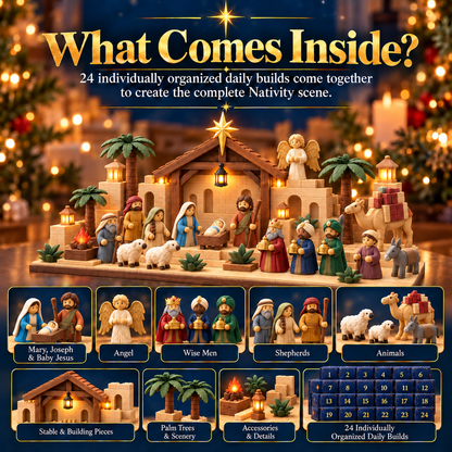 ✝️TopSpire®Nativity Advent Calendar – 24-Day Buildable Christmas Nativity Set✨