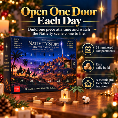 ✝️TopSpire®Nativity Advent Calendar – 24-Day Buildable Christmas Nativity Set✨