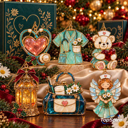 ✨ TopSpire®2026 Nurse Appreciation Stained Glass Christmas Ornaments – Set of 6