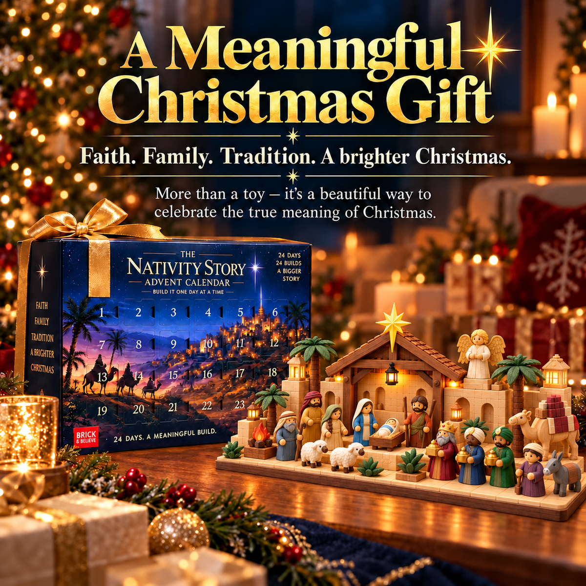 ✝️TopSpire®Nativity Advent Calendar – 24-Day Buildable Christmas Nativity Set✨