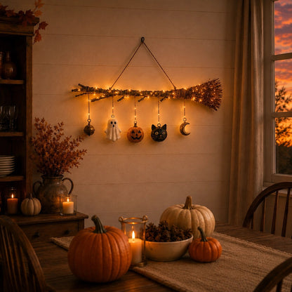 🎃Lighted Fall Broom Wall Hanging🍂
