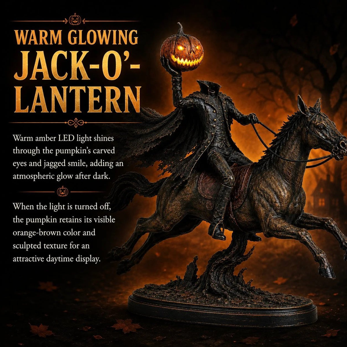 💥Surprise 50% Off！💥Midnight Chase Headless Horseman LED Statue - Halloween Decor