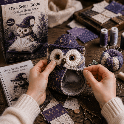 🦉DIY Sewing Kit - Quilted Tissue Box with Wise Owl Pattern