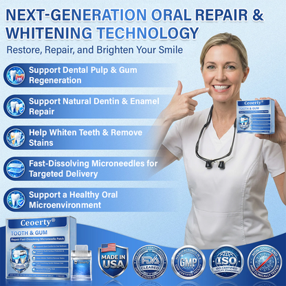 Your Smile🦷Ceoerty® Tooth & Gum Repair Fast-Dissolving Microneedle Patch✨ (𝟓-𝐢𝐧-𝟏 💎 𝐑𝐞𝐛𝐮𝐢𝐥𝐝 𝐄𝐧𝐚𝐦𝐞𝐥 & 𝐃𝐞𝐧𝐭𝐢𝐧 • 𝐒𝐭𝐫𝐞𝐧𝐠𝐭𝐡𝐞𝐧 𝐆𝐮𝐦𝐬 • 𝐄𝐫𝐚𝐝𝐢𝐜𝐚𝐭𝐞 𝐓𝐚𝐫𝐭𝐚𝐫 & 𝐎𝐝𝐨𝐫 • 𝐖𝐡𝐢𝐭𝐞𝐧𝐢𝐧𝐠 • 𝐒𝐭𝐨𝐩 𝐓𝐨𝐨𝐭𝐡 𝐒𝐞𝐧𝐬𝐢𝐭𝐢𝐯𝐢𝐭𝐲)🔥