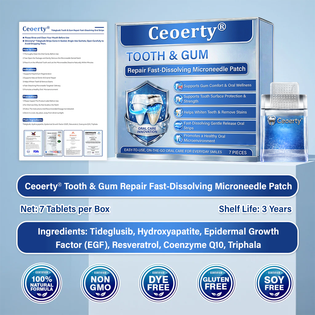 Your Smile🦷Ceoerty® Tooth & Gum Repair Fast-Dissolving Microneedle Patch✨ (𝟓-𝐢𝐧-𝟏 💎 𝐑𝐞𝐛𝐮𝐢𝐥𝐝 𝐄𝐧𝐚𝐦𝐞𝐥 & 𝐃𝐞𝐧𝐭𝐢𝐧 • 𝐒𝐭𝐫𝐞𝐧𝐠𝐭𝐡𝐞𝐧 𝐆𝐮𝐦𝐬 • 𝐄𝐫𝐚𝐝𝐢𝐜𝐚𝐭𝐞 𝐓𝐚𝐫𝐭𝐚𝐫 & 𝐎𝐝𝐨𝐫 • 𝐖𝐡𝐢𝐭𝐞𝐧𝐢𝐧𝐠 • 𝐒𝐭𝐨𝐩 𝐓𝐨𝐨𝐭𝐡 𝐒𝐞𝐧𝐬𝐢𝐭𝐢𝐯𝐢𝐭𝐲)🔥