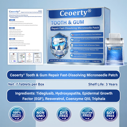 Your Smile🦷Ceoerty® Tooth & Gum Repair Fast-Dissolving Microneedle Patch✨ (𝟓-𝐢𝐧-𝟏 💎 𝐑𝐞𝐛𝐮𝐢𝐥𝐝 𝐄𝐧𝐚𝐦𝐞𝐥 & 𝐃𝐞𝐧𝐭𝐢𝐧 • 𝐒𝐭𝐫𝐞𝐧𝐠𝐭𝐡𝐞𝐧 𝐆𝐮𝐦𝐬 • 𝐄𝐫𝐚𝐝𝐢𝐜𝐚𝐭𝐞 𝐓𝐚𝐫𝐭𝐚𝐫 & 𝐎𝐝𝐨𝐫 • 𝐖𝐡𝐢𝐭𝐞𝐧𝐢𝐧𝐠 • 𝐒𝐭𝐨𝐩 𝐓𝐨𝐨𝐭𝐡 𝐒𝐞𝐧𝐬𝐢𝐭𝐢𝐯𝐢𝐭𝐲)🔥