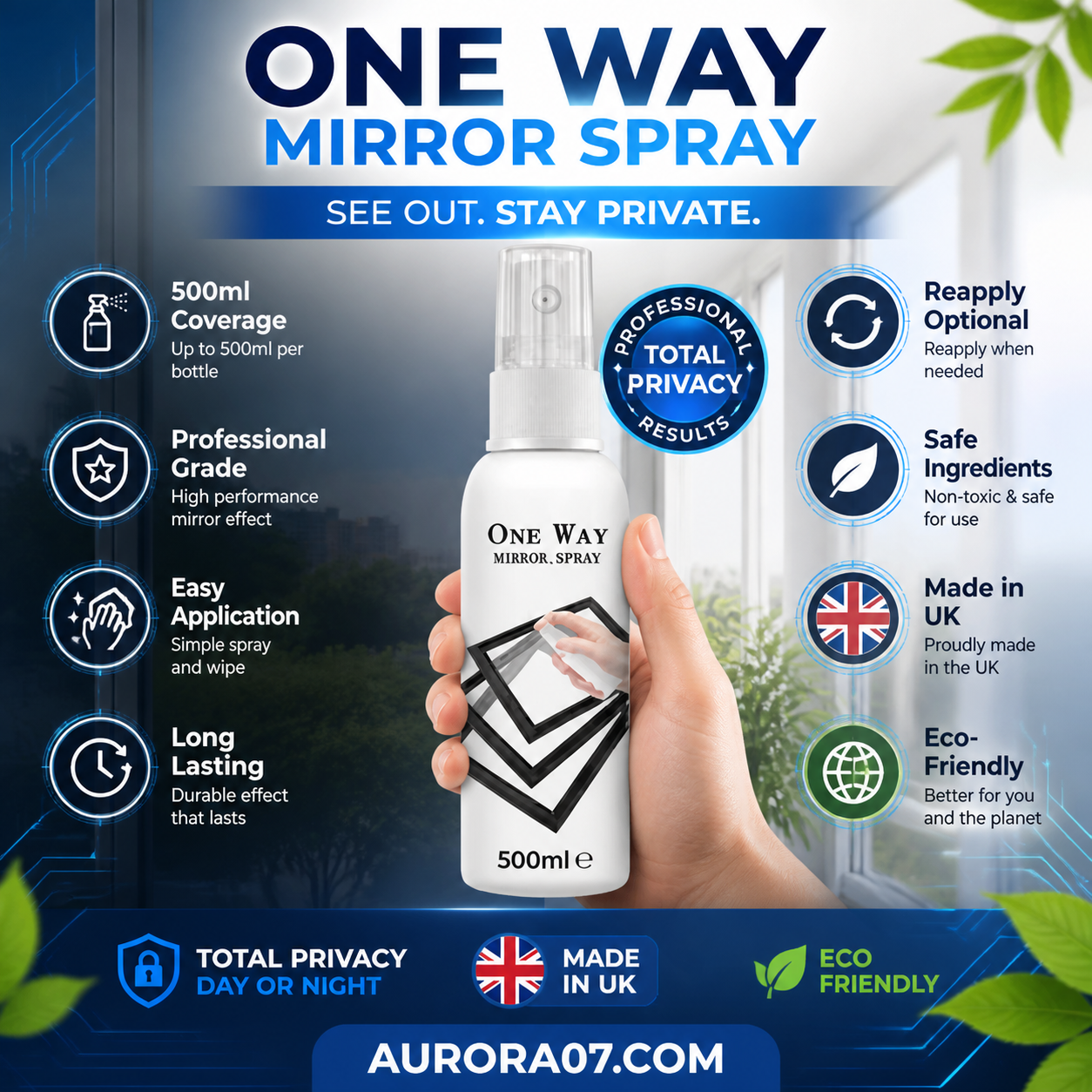 Reflective Window Spray for Home & Car