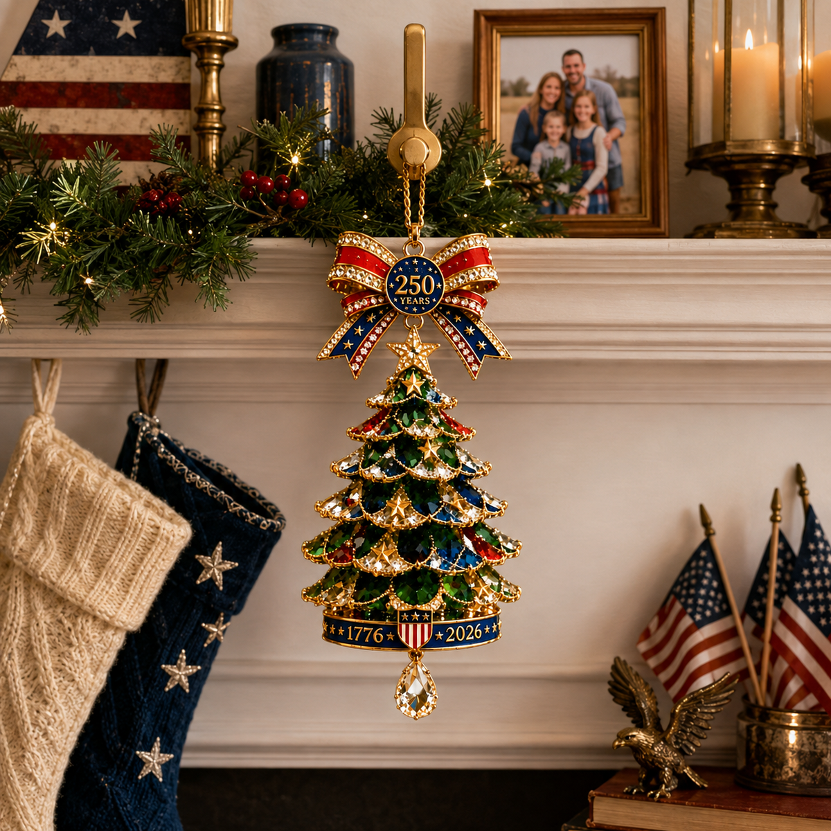TopSpire®250th Anniversary Jeweled Christmas Tree Ornament (1776 2026)