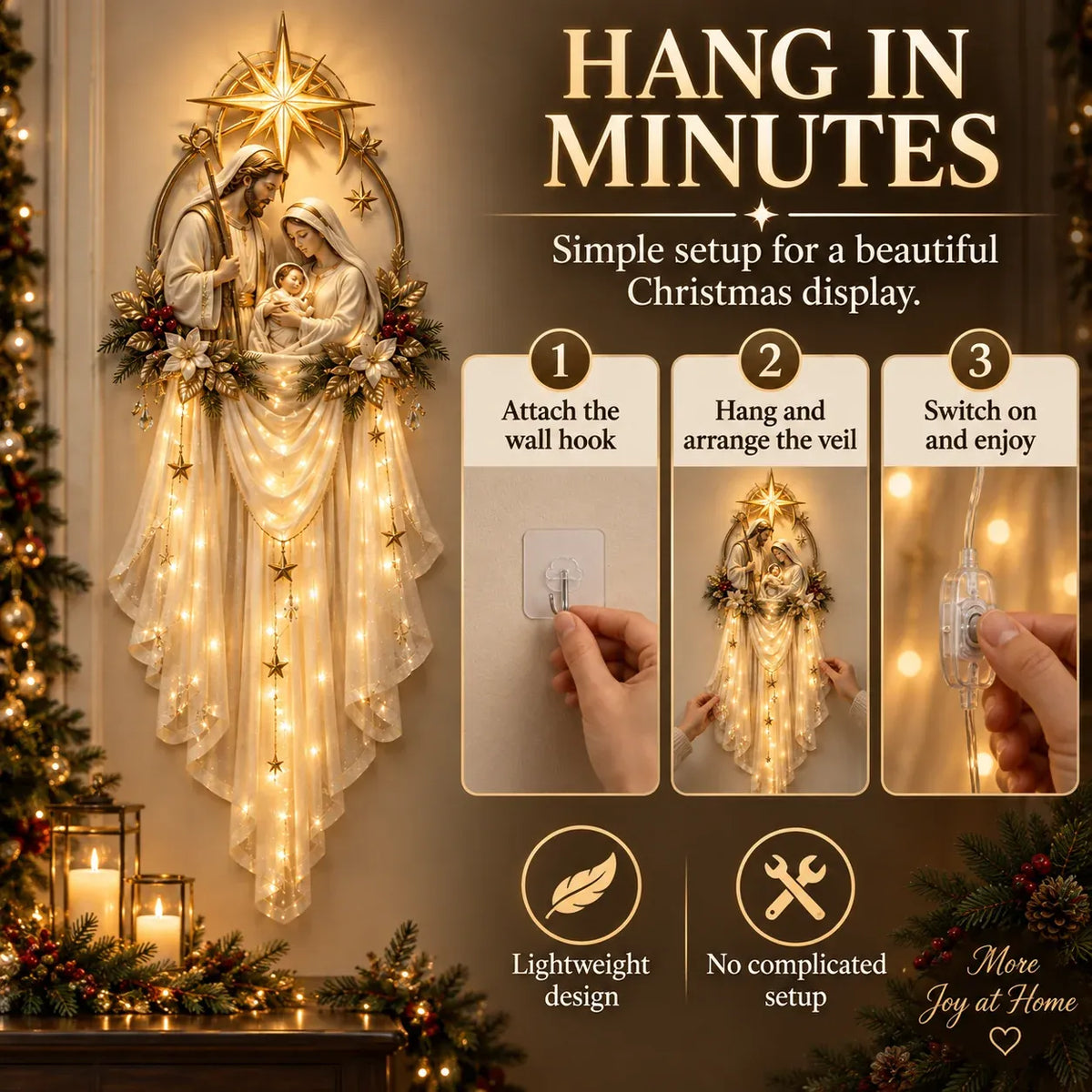 TopSpire®Holy Family Star Veil - Meaningful Christmas Wall Decor