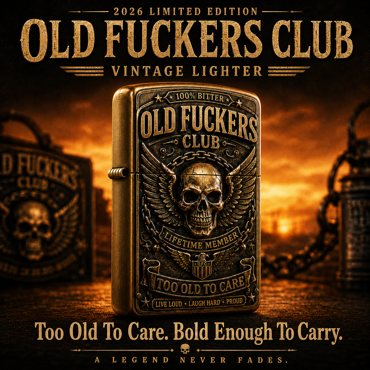 🔥 Today Only: FREE Collector Coin🔥 | ☠️Old Fuckers Club 2026 Ultimate Skull Gift Set — Cap + Bracelet + Vintage Lighter + Mug