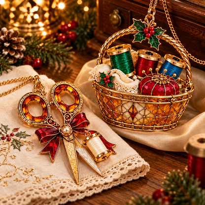 ✨ 2026 TopSpire®Vintage Stained Glass Sewing Christmas Ornaments – Set of 6