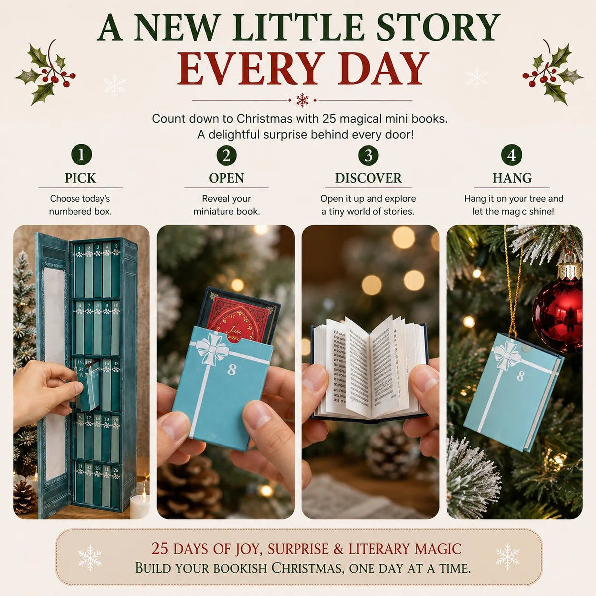 TopSpire®25 Day Mini Book Advent Calendar A Book Lover's Christmas Countdown