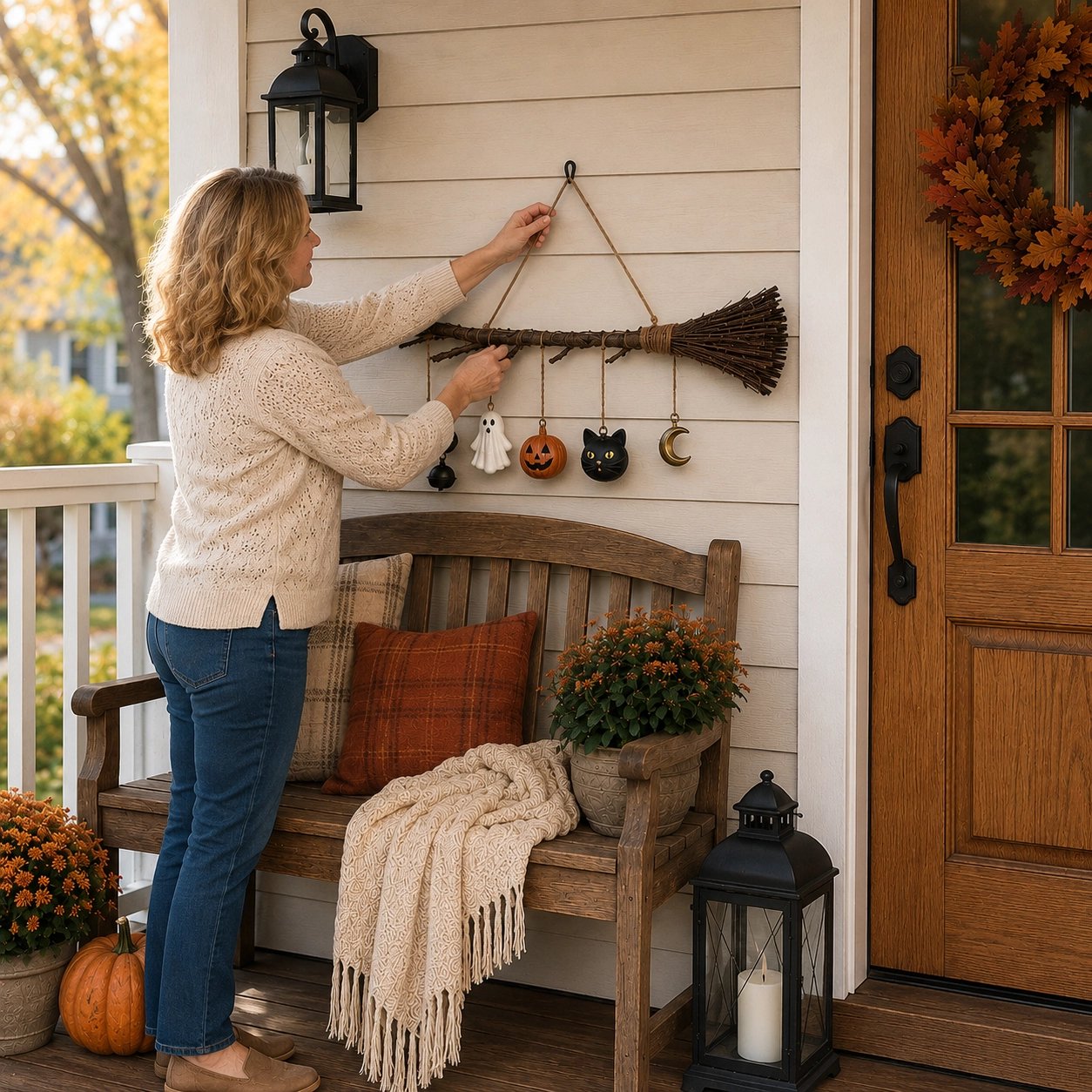 🎃Lighted Fall Broom Wall Hanging🍂