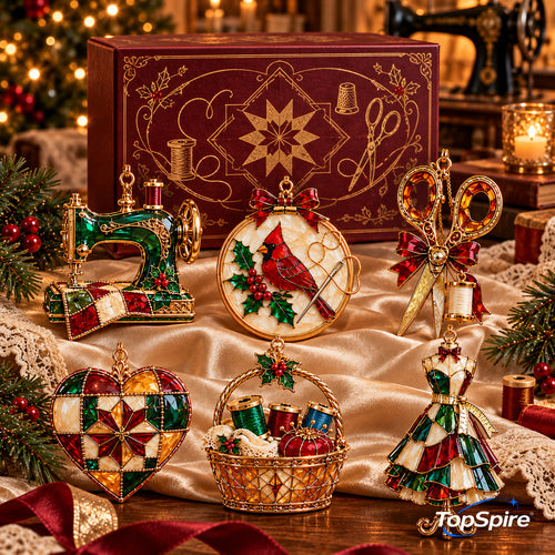 ✨ 2026 TopSpire®Vintage Stained Glass Sewing Christmas Ornaments – Set of 6
