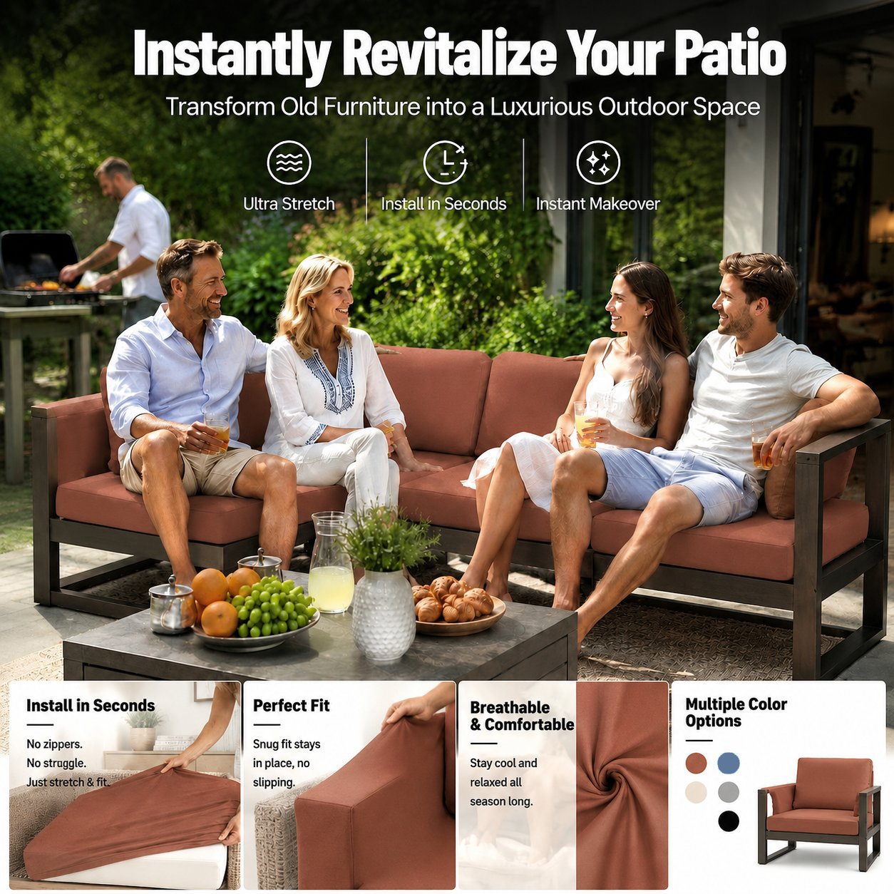 🪑 Stretch Sofa Cushion Covers Set (4 / 8 / 12 PCS) 🔥