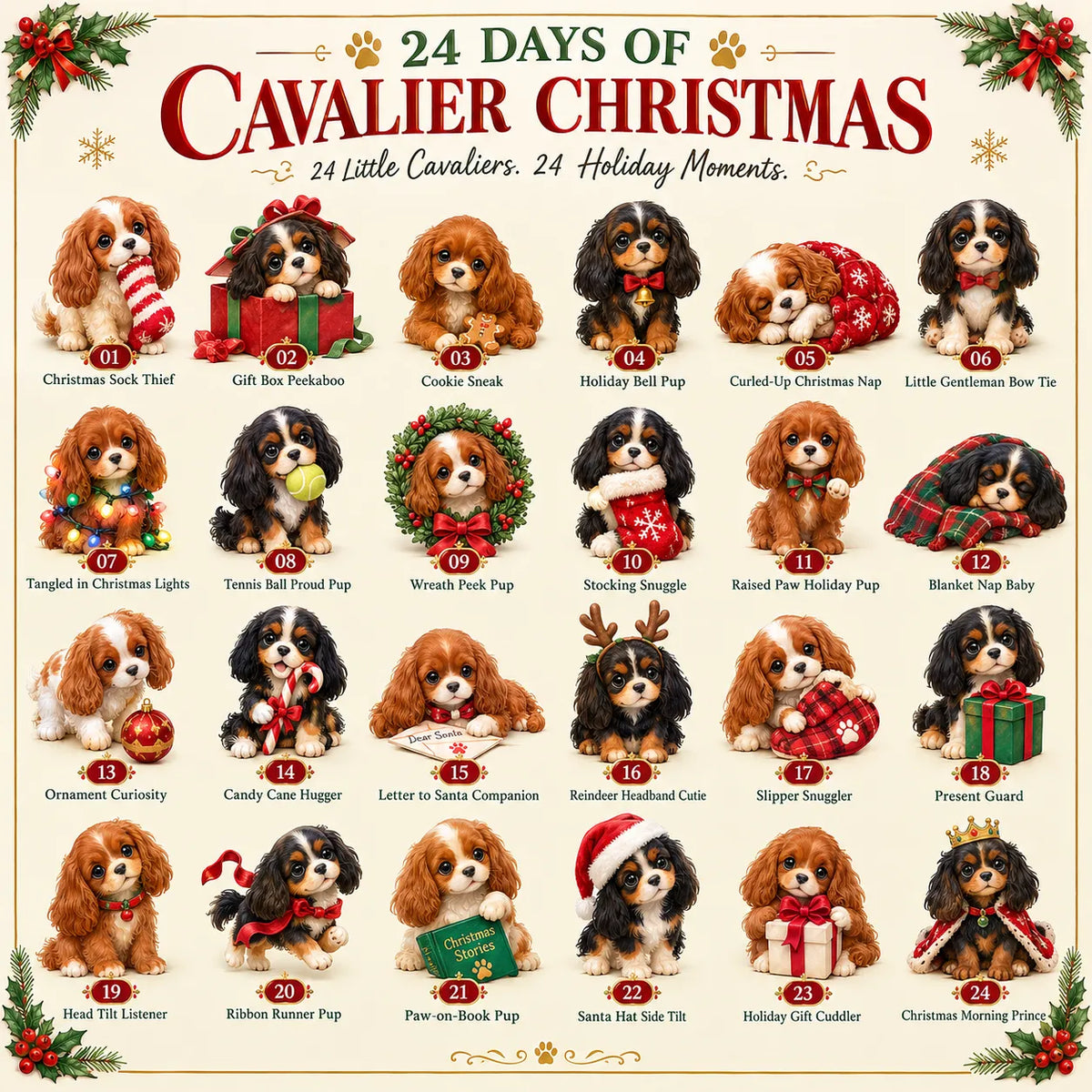 🐶 "24 Days of Cavalier Christmas" TopSpire®2026 – A 24-day Christmas countdown with 24 collectible Cavalier surprises