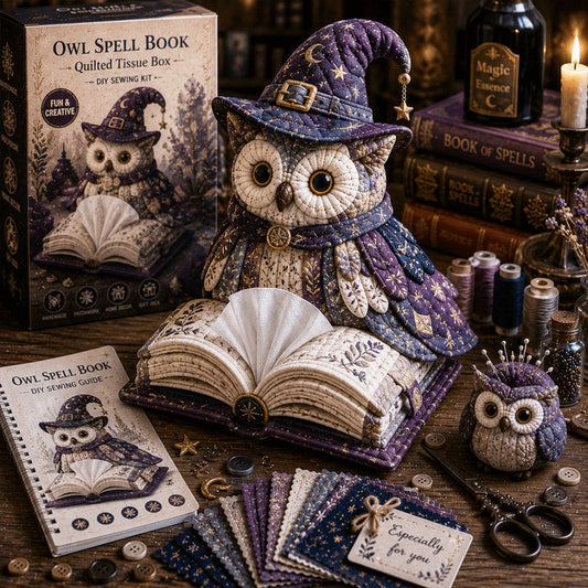 🦉DIY Sewing Kit - Quilted Tissue Box with Wise Owl Pattern