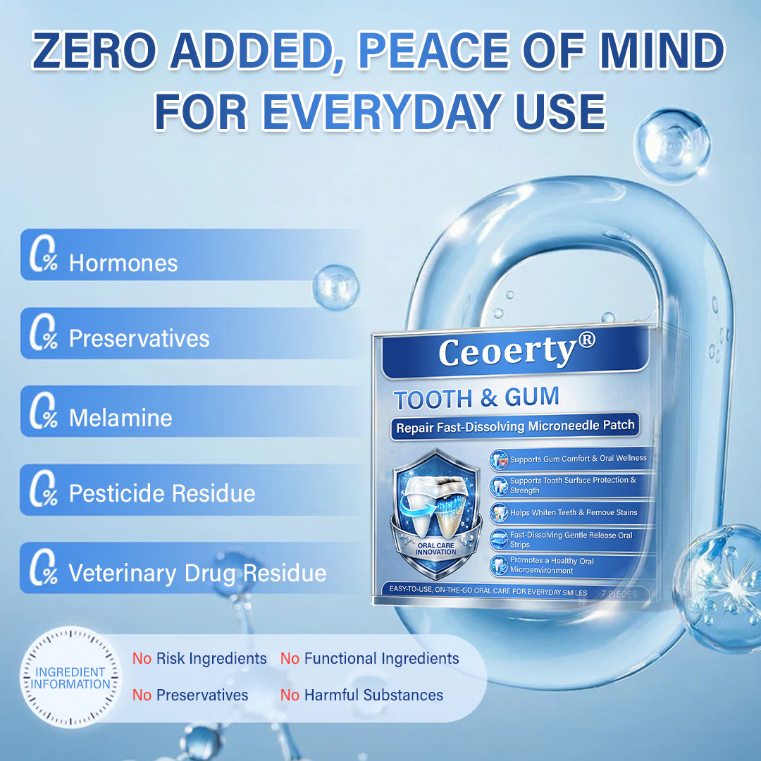 Your Smile🦷Ceoerty® Tooth & Gum Repair Fast-Dissolving Microneedle Patch✨ (𝟓-𝐢𝐧-𝟏 💎 𝐑𝐞𝐛𝐮𝐢𝐥𝐝 𝐄𝐧𝐚𝐦𝐞𝐥 & 𝐃𝐞𝐧𝐭𝐢𝐧 • 𝐒𝐭𝐫𝐞𝐧𝐠𝐭𝐡𝐞𝐧 𝐆𝐮𝐦𝐬 • 𝐄𝐫𝐚𝐝𝐢𝐜𝐚𝐭𝐞 𝐓𝐚𝐫𝐭𝐚𝐫 & 𝐎𝐝𝐨𝐫 • 𝐖𝐡𝐢𝐭𝐞𝐧𝐢𝐧𝐠 • 𝐒𝐭𝐨𝐩 𝐓𝐨𝐨𝐭𝐡 𝐒𝐞𝐧𝐬𝐢𝐭𝐢𝐯𝐢𝐭𝐲)🔥