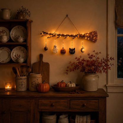 🎃Lighted Fall Broom Wall Hanging🍂