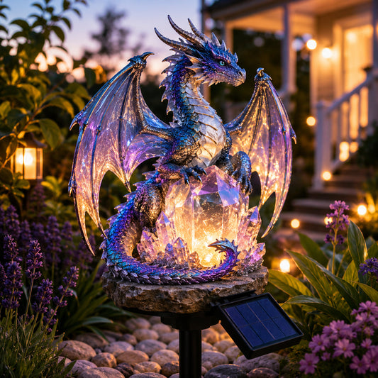 💜 Amethyst Crystal Dragon – Solar Dragon Crystal Garden Light✨️
