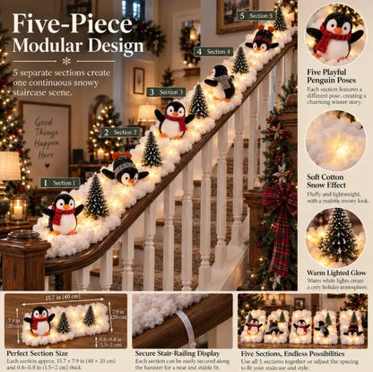 TopSpire®Penguin Christmas Stair Snow Decor
