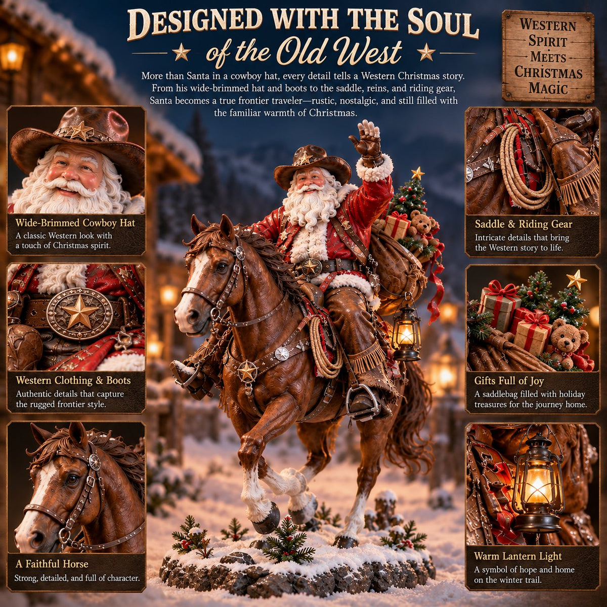 TopSpire®The Old West Cowboy Santa - A Homeward Christmas Keepsake
