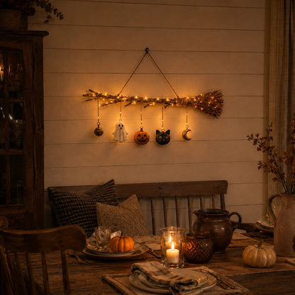 🎃Lighted Fall Broom Wall Hanging🍂