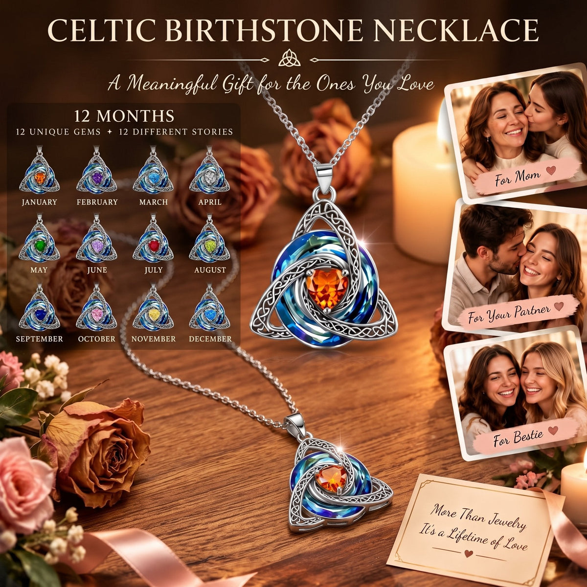 🔥 Last Day 50% OFF –♾️💖Birthstone Celtic Knot Necklace for Women