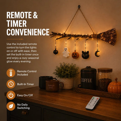 🎃Lighted Fall Broom Wall Hanging🍂