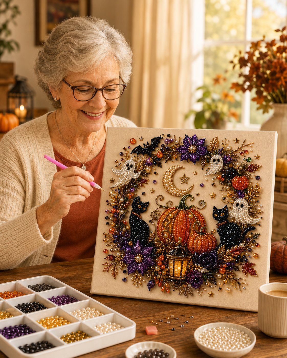 🔥 Last Day 49% OFF – 👻✨ Halloween Pearl Art DIY Kit – Turn Tiny Pearls into Spooky-Cute Magic (📦Buy 2 Free Shipping)