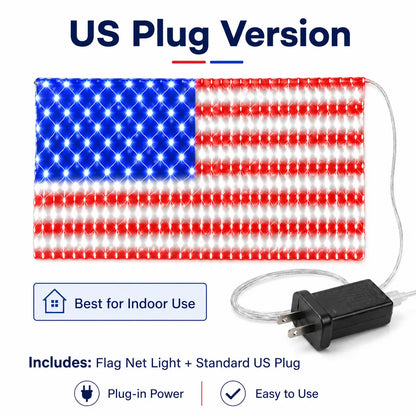 Solar American Flag Lights Outdoor,420 LEDs American Flag Net Lights 6.5ft x 3.28ft Super Bright