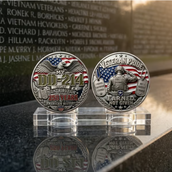 🔥 Today Only: FREE Collector Coin🔥 | DD-214 Veteran Honor 3-Piece Gift Set – Embroidered Cap, Coin & Bracelet