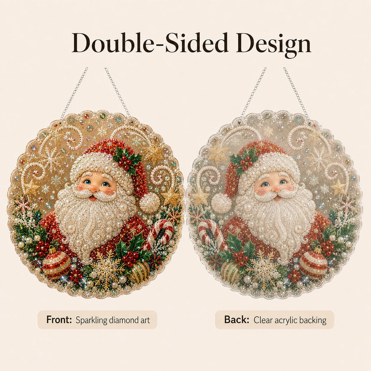 🎄 LAST DAY 49% OFF – ✨TopSpire® Christmas Pearl Diamond Art Hanging Ornament Kit | Luxury Flocked Canvas with Scratch-Resistant Non-Fading Pearl Beads DIY Handmade Holiday Hanging Decor 🎅💎