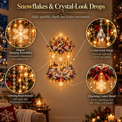 🎄🏠TopSpire®Illuminated Christmas tree and Christmas village wall hanging | Warm glowing string lights for living rooms, entryways and stairwells ✨