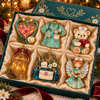 ✨ TopSpire®2026 Nurse Appreciation Stained Glass Christmas Ornaments – Set of 6