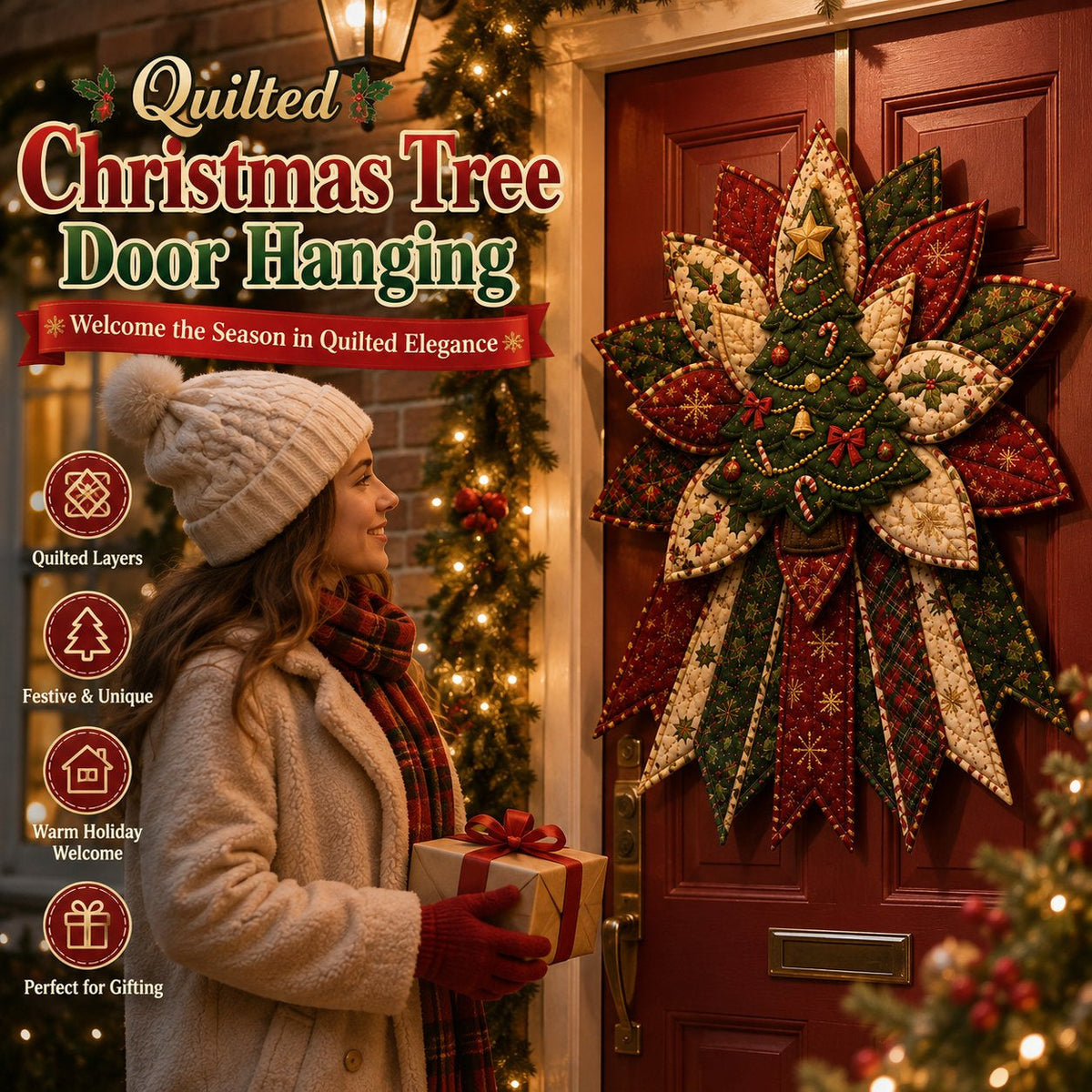 TopSpire®Beginner-Friendly Oversized Christmas Character Quilted Door Hanger Sewing Kit Complete Kit with All Tools & Step-by-Step Guide Included
