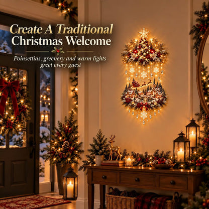 🎄🏠TopSpire®Illuminated Christmas tree and Christmas village wall hanging | Warm glowing string lights for living rooms, entryways and stairwells ✨