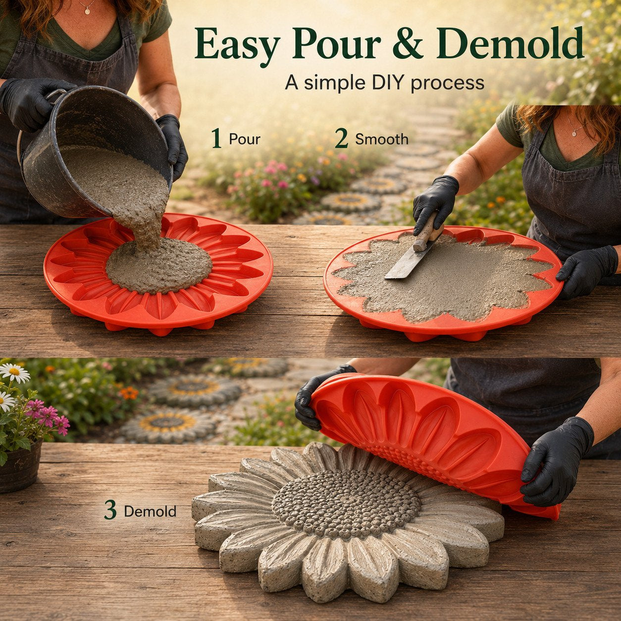 LAST DAY 49% OFF - 🌻 Reusable Sunflower Stepping Stone Mold