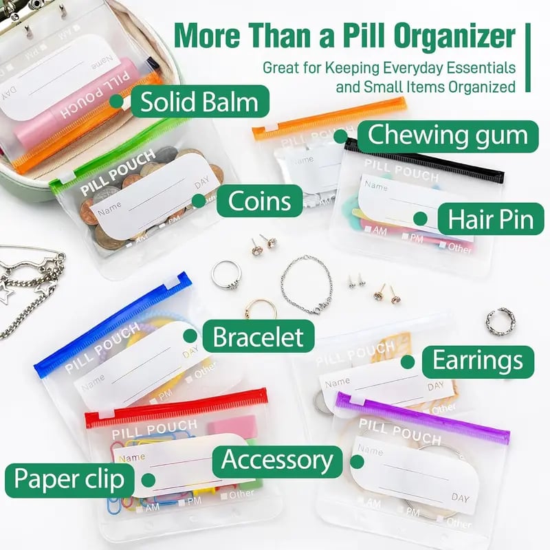 A8 Waterproof Pill Pouch Set – 7 to 14 Days of Meds & Vitamins💧Waterproof & Crush-Resistant Shell