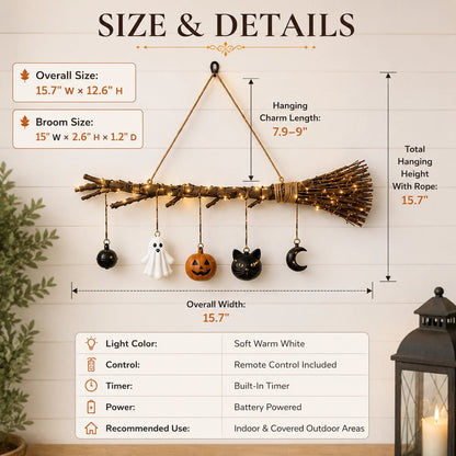 🎃Lighted Fall Broom Wall Hanging🍂