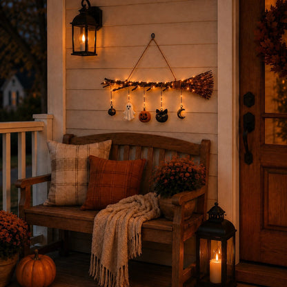 🎃Lighted Fall Broom Wall Hanging🍂