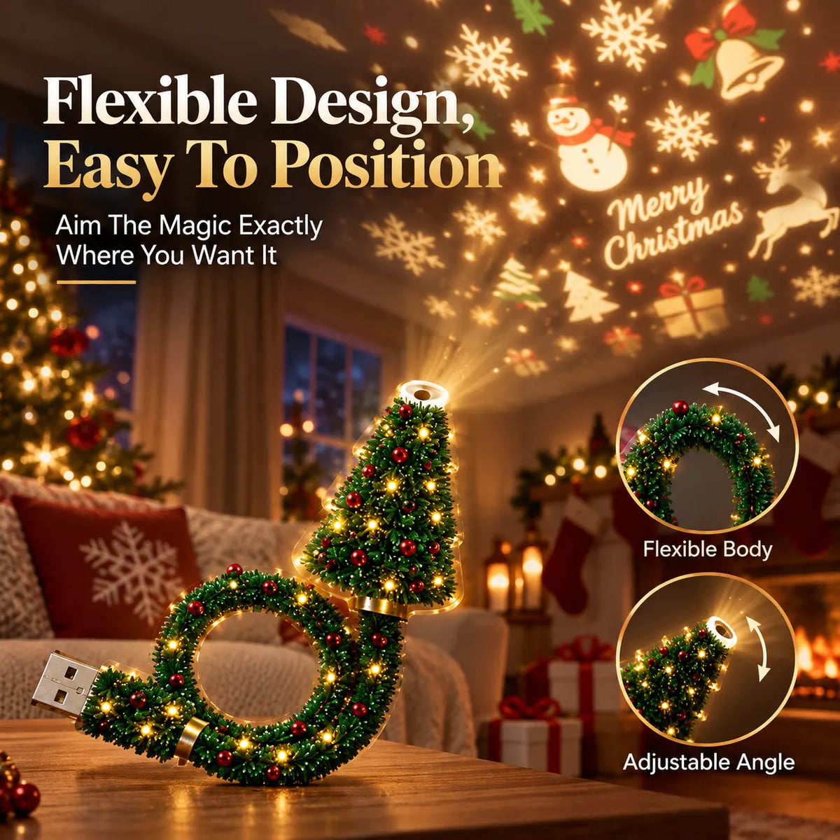 🎄🔥 TopSpire® 6-in-1 Christmas Magic Projector – Light Up Your Room with Festive Scenes
