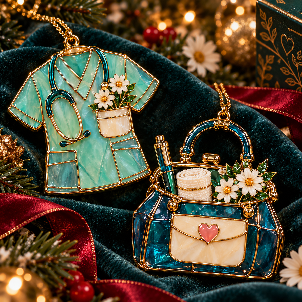 ✨ TopSpire®2026 Nurse Appreciation Stained Glass Christmas Ornaments – Set of 6