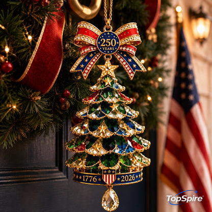 TopSpire®250th Anniversary Jeweled Christmas Tree Ornament (1776 2026)