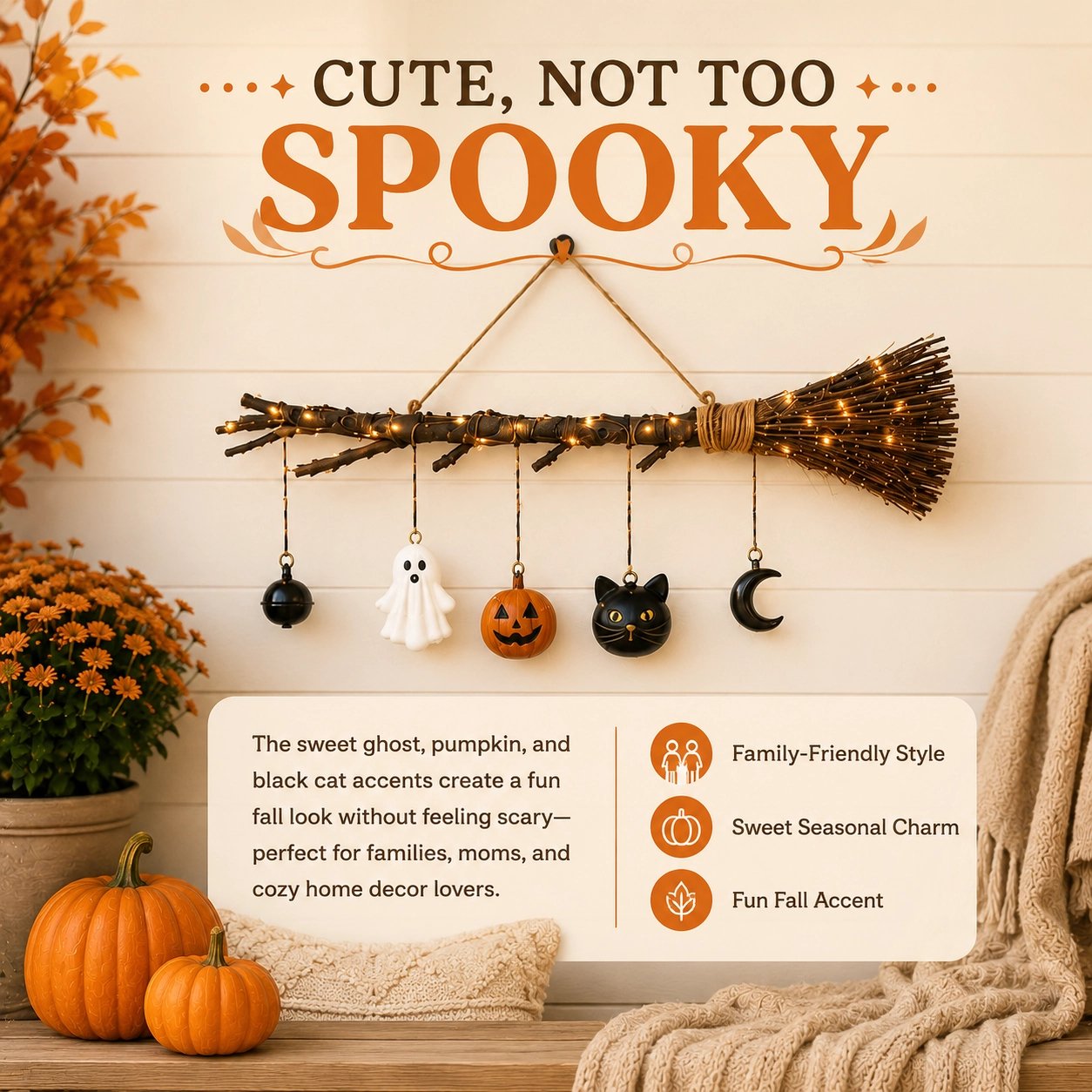🎃Lighted Fall Broom Wall Hanging🍂